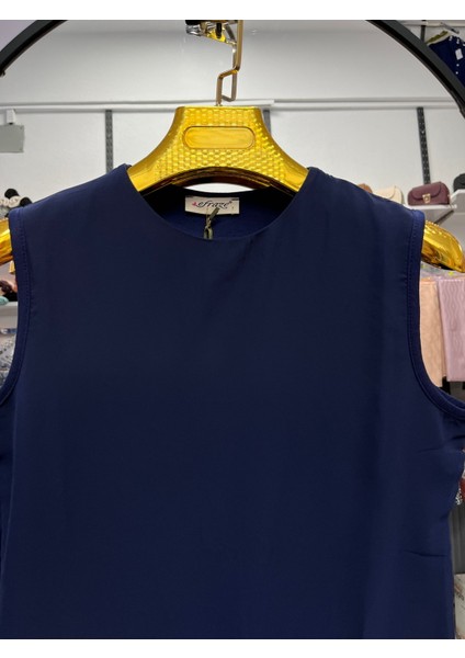 Efraze Sıfır Kollu Önü Şifon Penye Içlik Body Bluz Tunik 869 1283