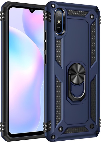 Xiaomi Redmi 9A Kılıf Yüzüklü Stand Olabilen Magnetic Tpu Tank Kapak