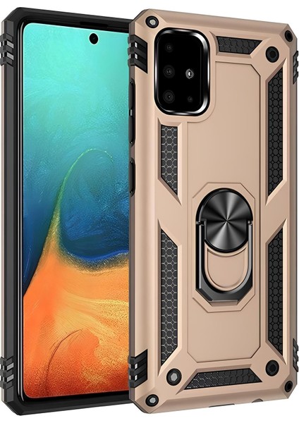 Samsung Galaxy A51 Kılıf Yüzüklü Stand Olabilen Magnetic Tpu Tank Kapak
