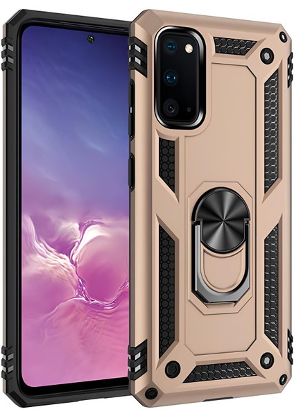 Samsung Galaxy S20 Kılıf Yüzüklü Stand Olabilen Magnetic Tpu Tank Kapak
