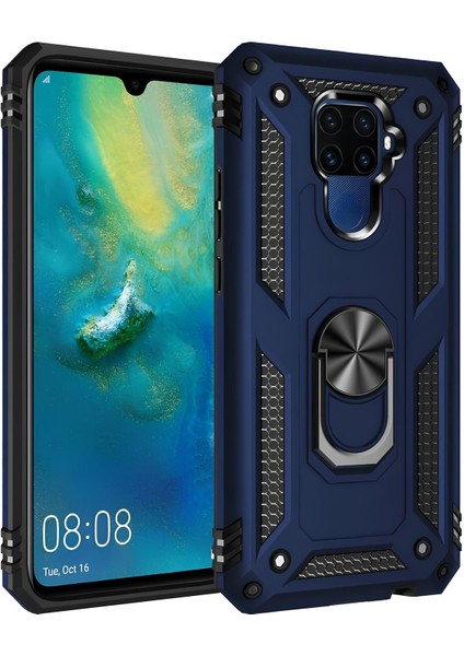 Huawei Mate 30 Lite Kılıf Yüzüklü Stand Olabilen Magnetic Tpu Tank Kapak