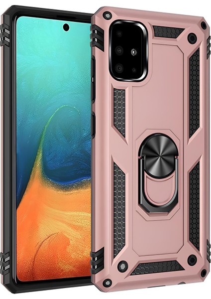Samsung Galaxy A51 Kılıf Yüzüklü Stand Olabilen Magnetic Tpu Tank Kapak