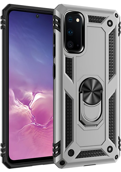Samsung Galaxy S20 Kılıf Yüzüklü Stand Olabilen Magnetic Tpu Tank Kapak