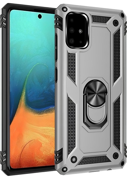 Samsung Galaxy A51 Kılıf Yüzüklü Stand Olabilen Magnetic Tpu Tank Kapak