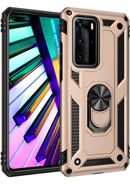 Huawei P40 Pro Kılıf Yüzüklü Stand Olabilen Magnetic Tpu Tank Kapak