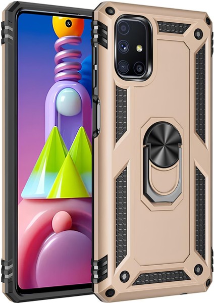 Samsung Galaxy M51 Kılıf Yüzüklü Stand Olabilen Magnetic Tpu Tank Kapak
