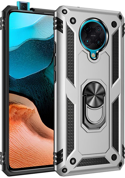 Xiaomi Poco F2 Pro Kılıf Yüzüklü Stand Olabilen Magnetic Tpu Tank Kapak