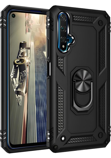 Huawei Honor 20 Kılıf Yüzüklü Stand Olabilen Magnetic Tpu Tank Kapak