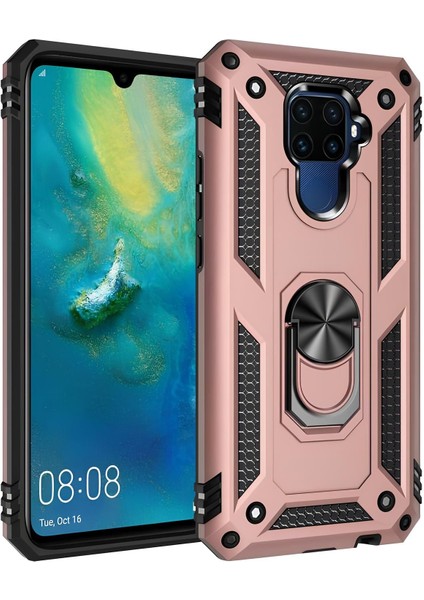 Huawei Mate 30 Lite Kılıf Yüzüklü Stand Olabilen Magnetic Tpu Tank Kapak