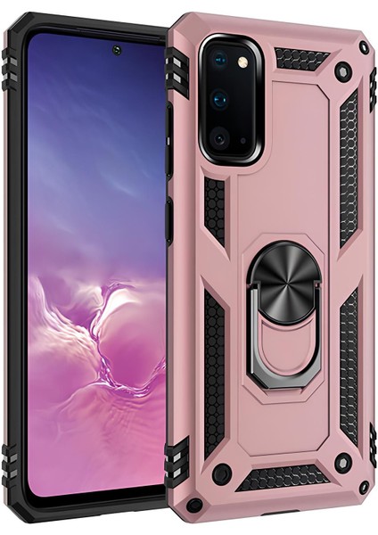 Samsung Galaxy S20 Kılıf Yüzüklü Stand Olabilen Magnetic Tpu Tank Kapak