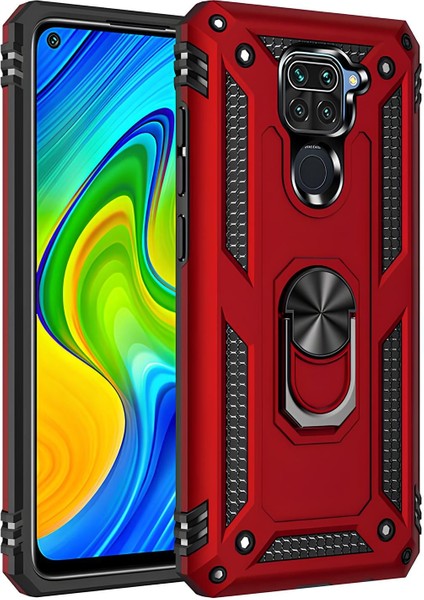 Xiaomi Redmi Note 9 Kılıf Yüzüklü Stand Olabilen Magnetic Tpu Tank Kapak