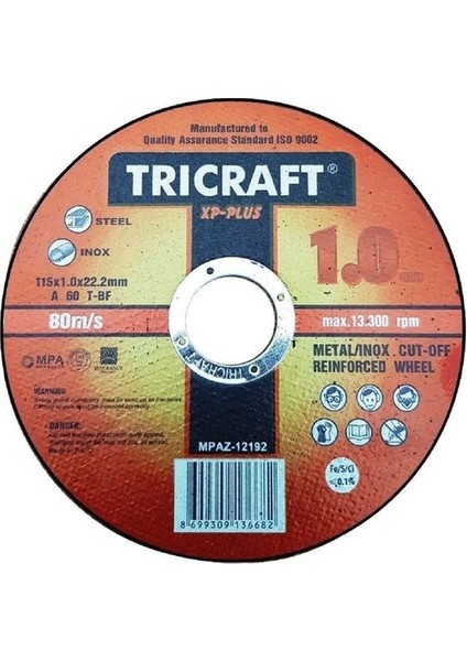 Meşem Trıcraft x Plus 115X1X22.23 mm Inox Kesici Taş 10 Adet MEŞEM-3301