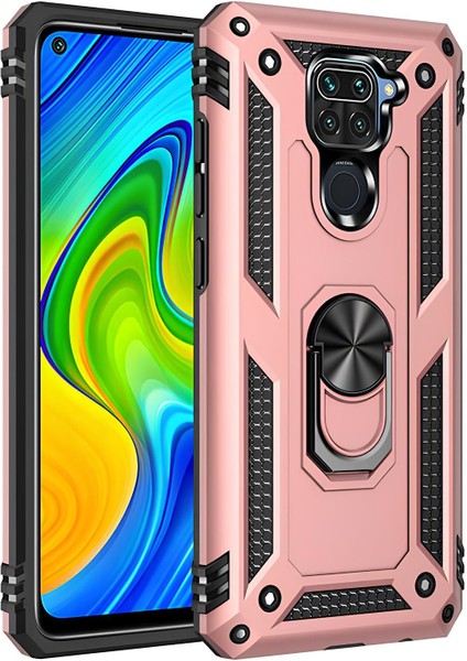 Xiaomi Redmi Note 9 Kılıf Yüzüklü Stand Olabilen Magnetic Tpu Tank Kapak