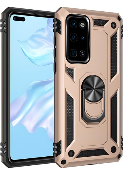 Huawei P40 Kılıf Yüzüklü Stand Olabilen Magnetic Tpu Tank Kapak