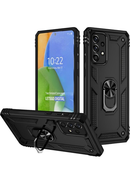 Samsung Galaxy A73 Kılıf Yüzüklü Stand Olabilen Magnetic Tpu Tank Kapak