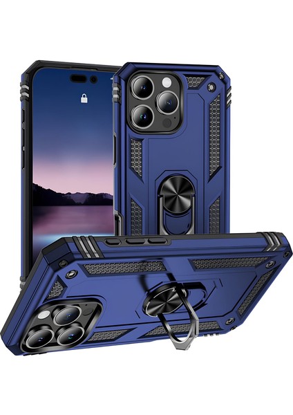 Apple iPhone 16 Pro Kılıf Yüzüklü Stand Olabilen Magnetic Tpu Tank Kapak