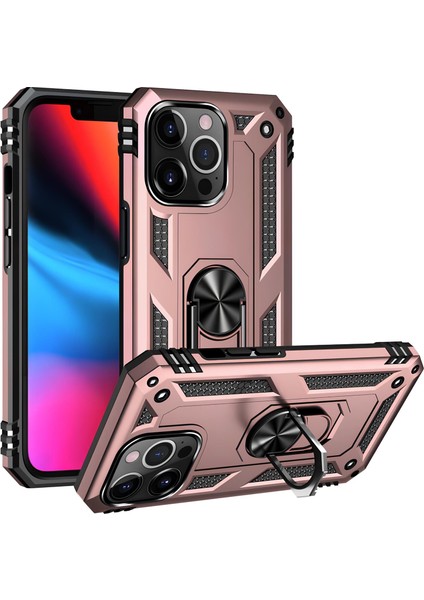 Apple iPhone 13 Pro Max Kılıf Yüzüklü Stand Olabilen Magnetic Tpu Tank Kapak
