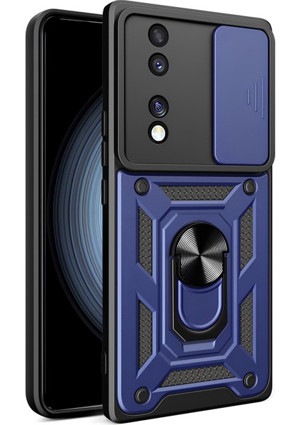 Honor 70 Kılıf Magnetik Standlı Sürgülü Kamera Korumalı Tank Kapak