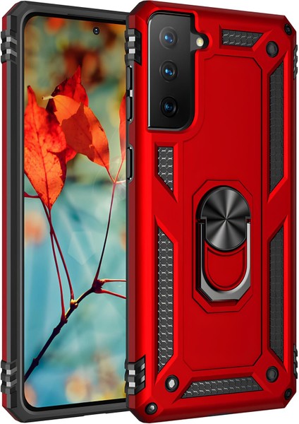 Samsung Galaxy S21 Plus Kılıf Yüzüklü Stand Olabilen Magnetic Tpu Tank Kapak