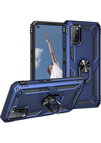 Oppo A92 Kılıf Yüzüklü Stand Olabilen Magnetic Tpu Tank Kapak