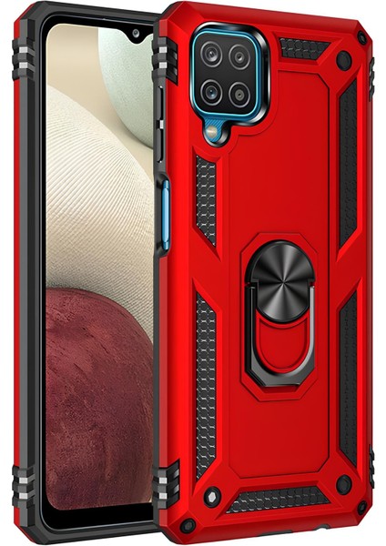 Samsung Galaxy M12 Kılıf Yüzüklü Stand Olabilen Magnetic Tpu Tank Kapak
