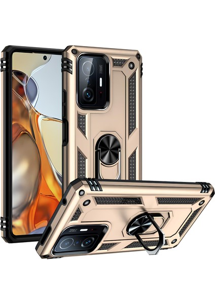 Xiaomi Mi 11T 5g Kılıf Yüzüklü Stand Olabilen Magnetic Tpu Tank Kapak