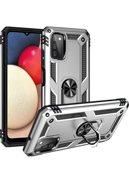 Samsung Galaxy A03S Kılıf Yüzüklü Stand Olabilen Magnetic Tpu Tank Kapak