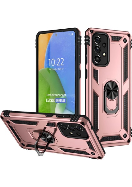 Samsung Galaxy A73 Kılıf Yüzüklü Stand Olabilen Magnetic Tpu Tank Kapak