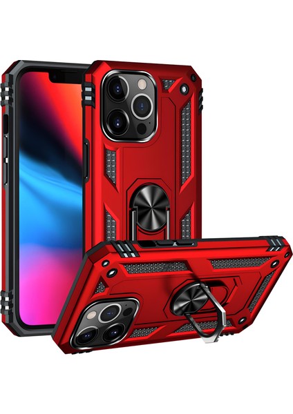 Apple iPhone 13 Pro Max Kılıf Yüzüklü Stand Olabilen Magnetic Tpu Tank Kapak