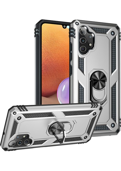 Samsung Galaxy A32 4g Kılıf Yüzüklü Stand Olabilen Magnetic Tpu Tank Kapak