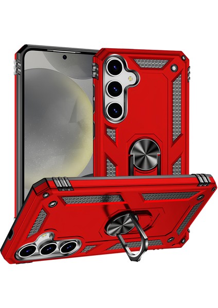 Samsung Galaxy S25 Plus Kılıf Yüzüklü Stand Olabilen Magnetic Tpu Tank Kapak