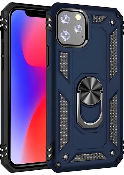 Apple iPhone 11 Pro Max Kılıf Yüzüklü Stand Olabilen Magnetic Tpu Tank Kapak