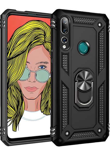 Huawei Y9 Prime 2019 Kılıf Yüzüklü Stand Olabilen Magnetic Tpu Tank Kapak