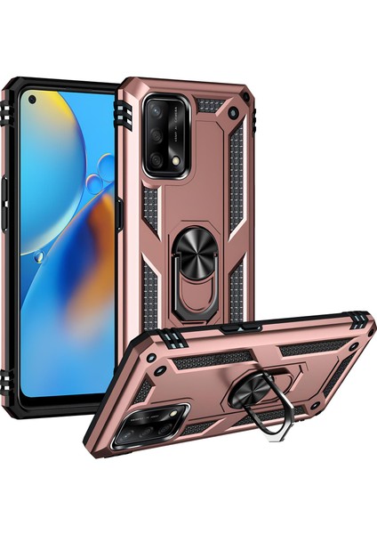 Oppo A74 4g Kılıf Yüzüklü Stand Olabilen Magnetic Tpu Tank Kapak