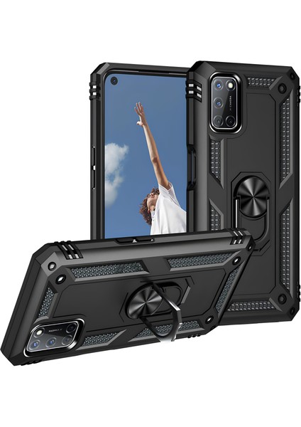 Oppo A92 Kılıf Yüzüklü Stand Olabilen Magnetic Tpu Tank Kapak