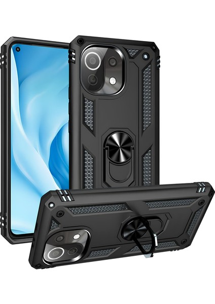 Xiaomi Mi 11 Lite Kılıf Yüzüklü Stand Olabilen Magnetic Tpu Tank Kapak