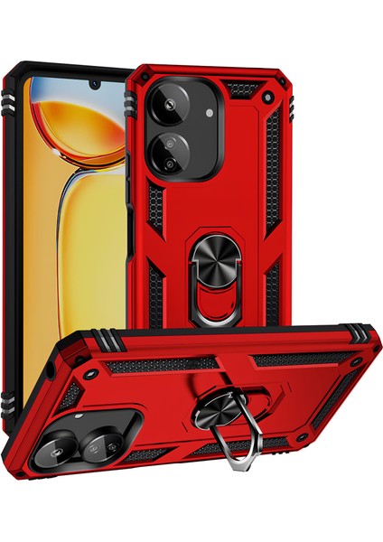 Xiaomi Poco C65 Kılıf Yüzüklü Stand Olabilen Magnetic Tpu Tank Kapak