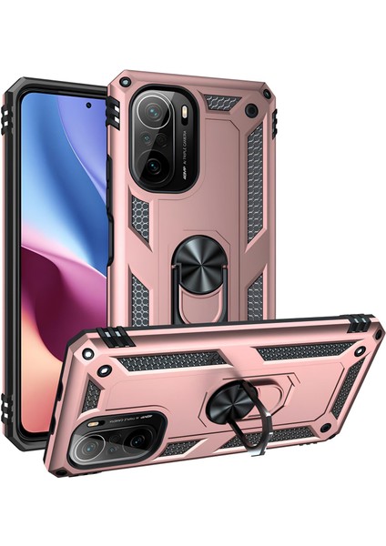 Xiaomi Mi 11i Kılıf Yüzüklü Stand Olabilen Magnetic Tpu Tank Kapak