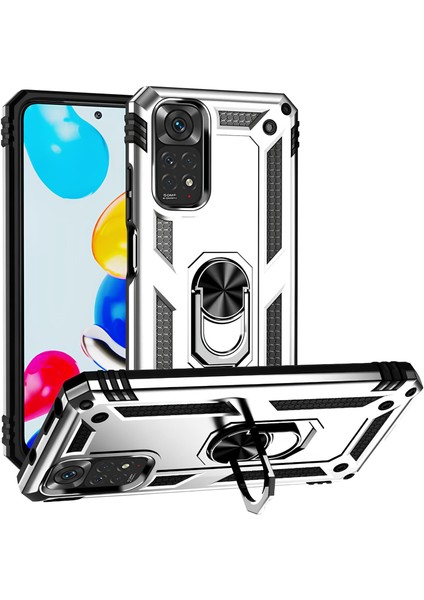 Xiaomi Redmi Note 11 Kılıf Yüzüklü Stand Olabilen Magnetic Tpu Tank Kapak
