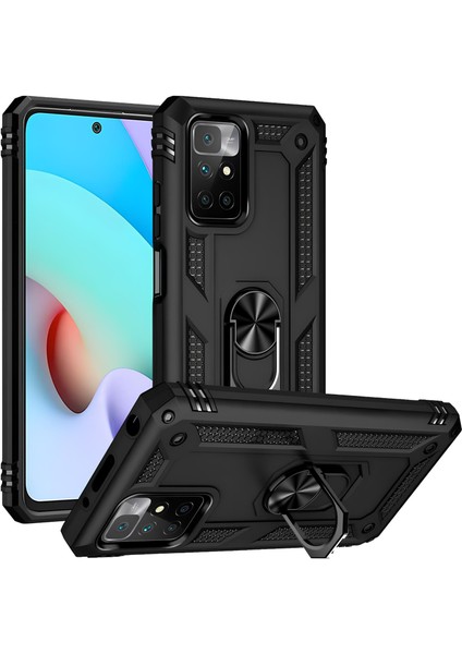 Xiaomi Redmi 10 Kılıf Yüzüklü Stand Olabilen Magnetic Tpu Tank Kapak