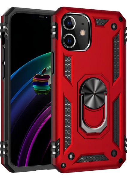 Apple iPhone 12 Mini Kılıf Yüzüklü Stand Olabilen Magnetic Tpu Tank Kapak
