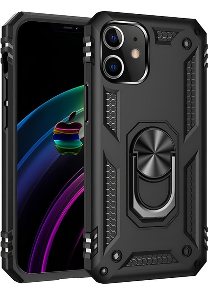 Apple iPhone 12 Mini Kılıf Yüzüklü Stand Olabilen Magnetic Tpu Tank Kapak