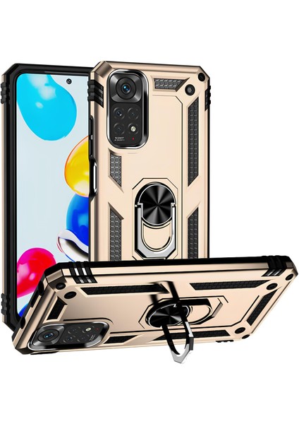 Xiaomi Redmi Note 11 Kılıf Yüzüklü Stand Olabilen Magnetic Tpu Tank Kapak