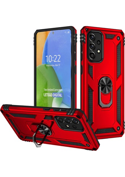Samsung Galaxy A73 Kılıf Yüzüklü Stand Olabilen Magnetic Tpu Tank Kapak