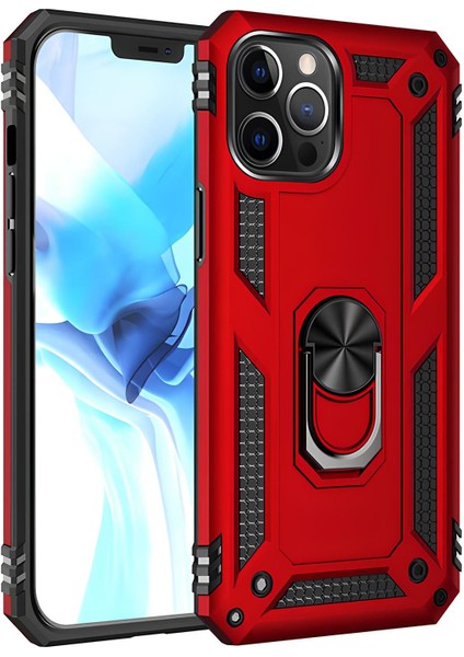 Apple iPhone 12 Pro Kılıf Yüzüklü Stand Olabilen Magnetic Tpu Tank Kapak
