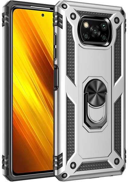 Xiaomi Poco X3 Kılıf Yüzüklü Stand Olabilen Magnetic Tpu Tank Kapak
