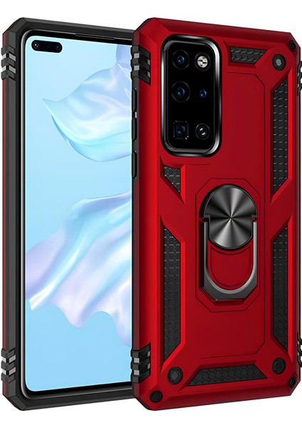 Huawei P40 Kılıf Yüzüklü Stand Olabilen Magnetic Tpu Tank Kapak