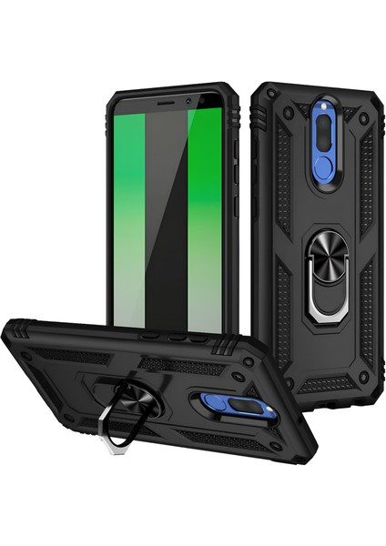 Huawei Mate 10 Lite Kılıf Yüzüklü Stand Olabilen Magnetic Tpu Tank Kapak