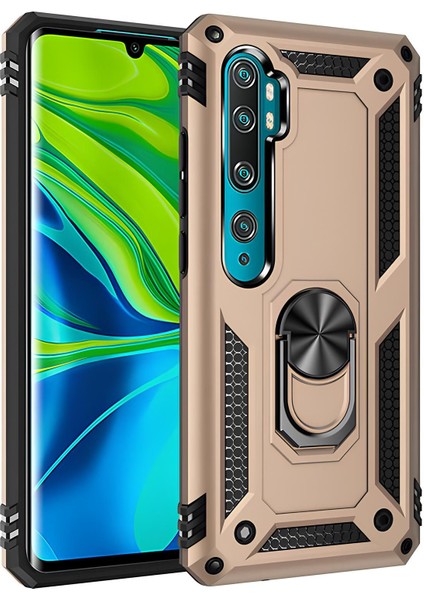 Xiaomi Mi Note 10 Kılıf Yüzüklü Stand Olabilen Magnetic Tpu Tank Kapak
