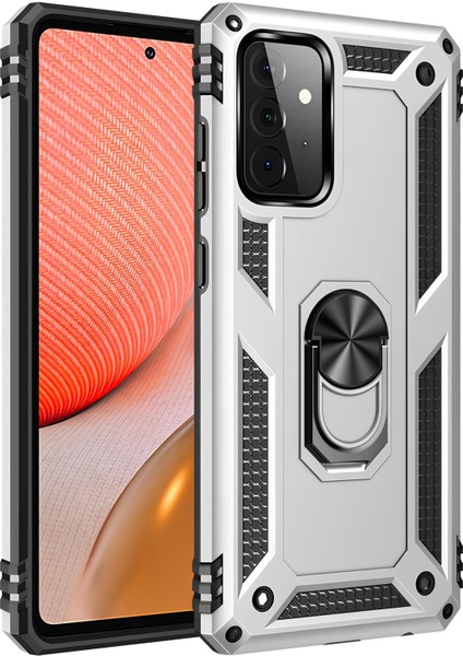 Samsung Galaxy A52 Kılıf Yüzüklü Stand Olabilen Magnetic Tpu Tank Kapak